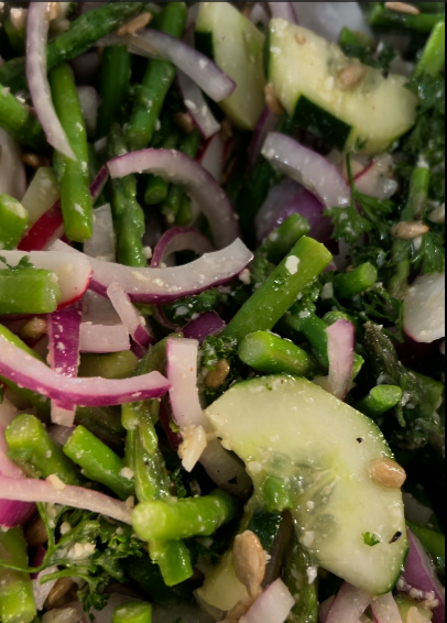 Asparagus and cucumber salad with lemon-Parmesan dressing