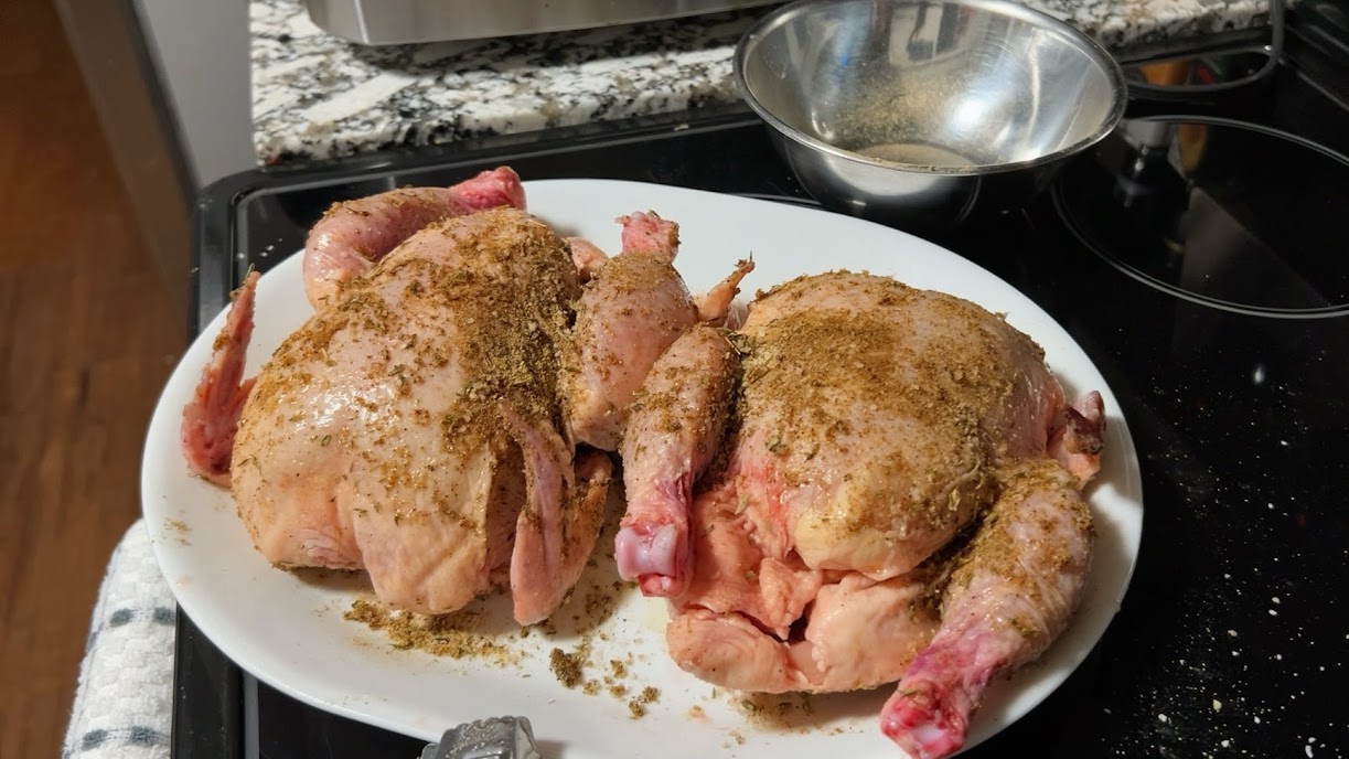 Seasoned Cornish hens