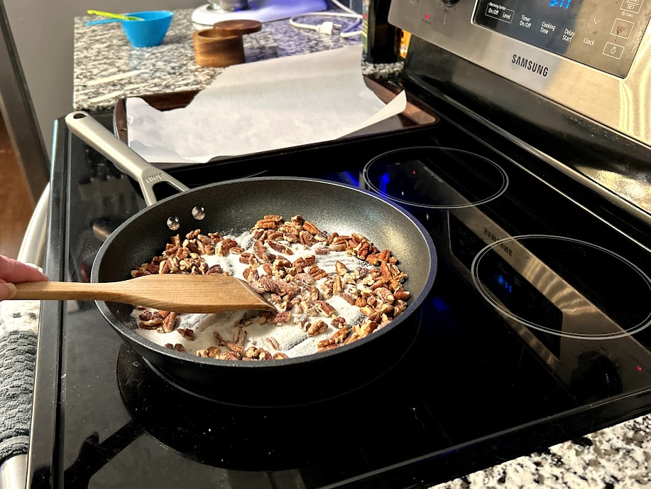 Candied pecans step 1