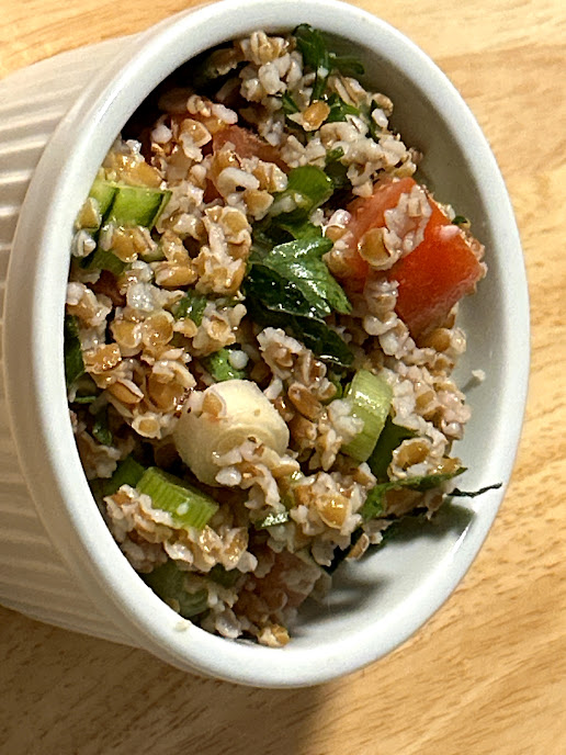 Tabouleh with bulgur, herbs, and vegetables